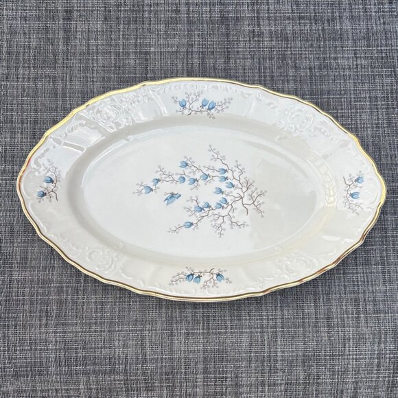 Bernadotte Porcelain Floral Oval Platter Plate with Gold Trim Czechoslovakia - Picture 3 of 10